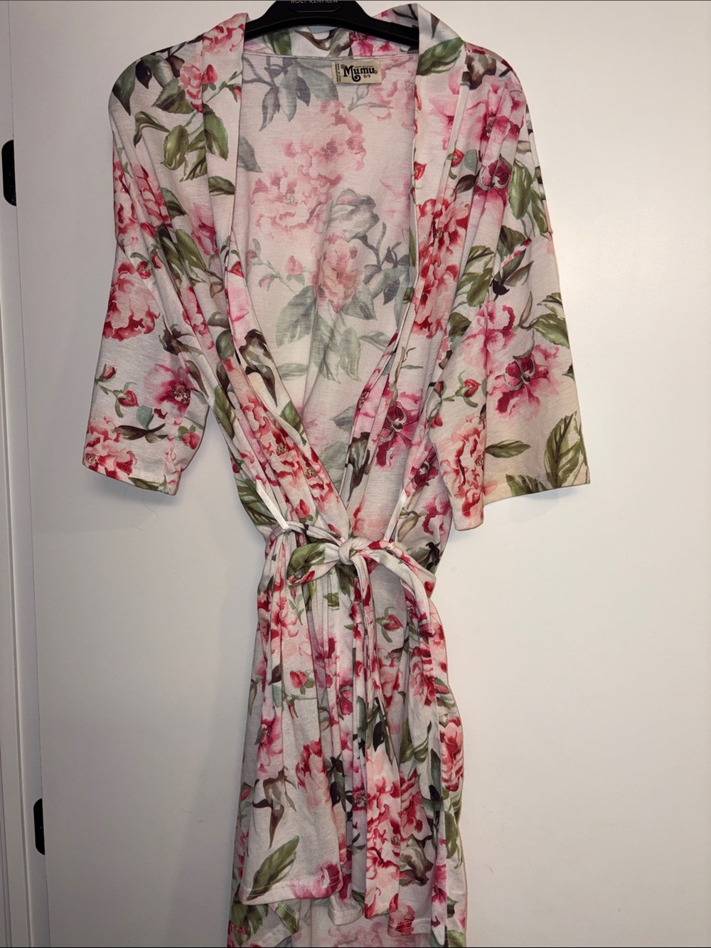 Floral Wrap Robe — Pink & Green